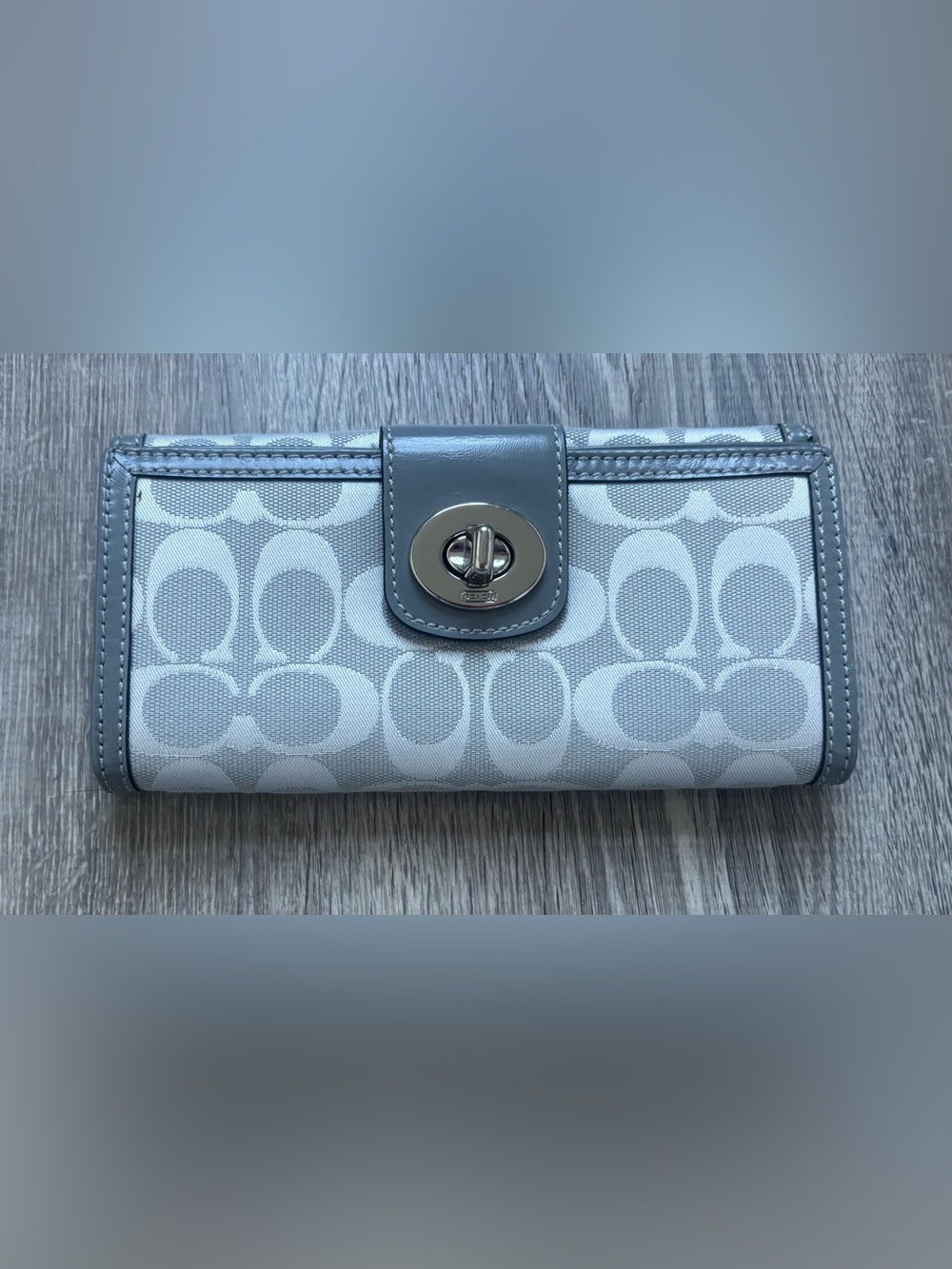Coach Signature Canvas Turnlock Envelope Wallet